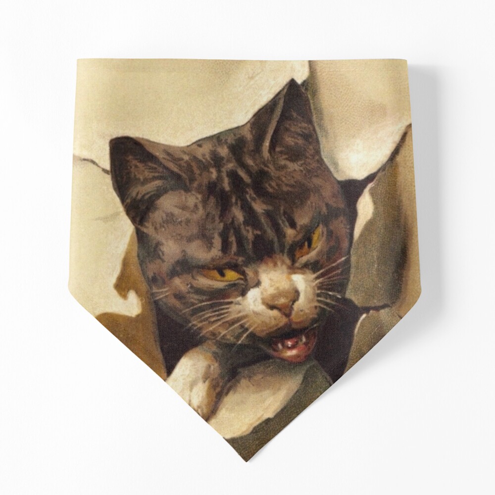 Collage Paper Cat with Pink Ribbon Art Board Print for Sale by