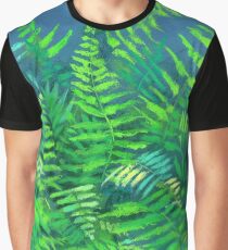 Fern, floral art, blue and green, pastel painting Graphic T-Shirt