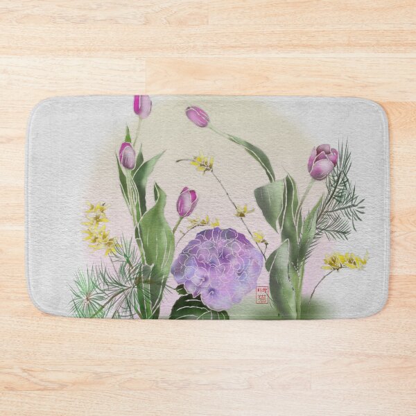 Item preview, Pretty pink tulip ikebana watercolor flowers designed and sold by CuisineCat.