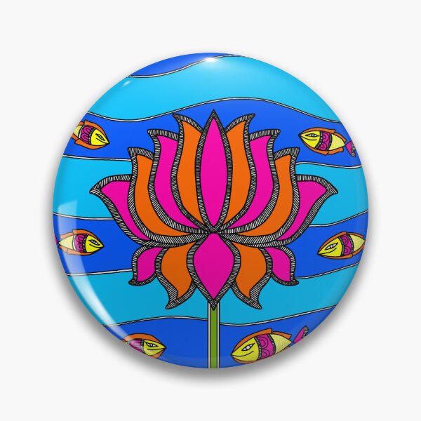 Artikelvorschau, Artlover - Madhubani-Malerei - Lotus - Blumenmalerei - Indische Kunst - Stammeskunst entworfen und verkauft von ShrutiCreates.