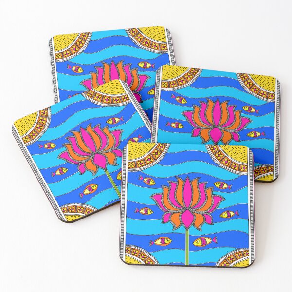 Item preview, Artlover - Madhubani painting - lotus - flower painting- Indian Art - Tribal art  designed and sold by ShrutiCreates.