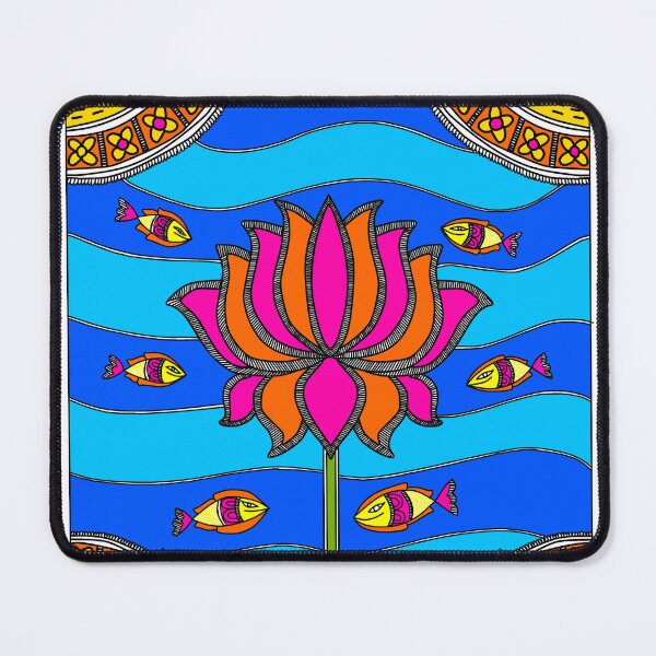 Item preview, Artlover - Madhubani painting - lotus - flower painting- Indian Art - Tribal art  designed and sold by ShrutiCreates.