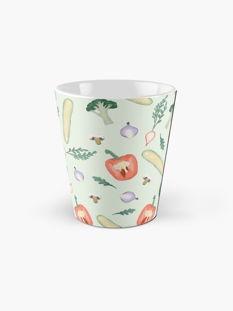 Thumbnail 2 of 4, Coffee Mug, Whimsical Green Vegetable Illustration Pattern designed and sold by aimeegray.