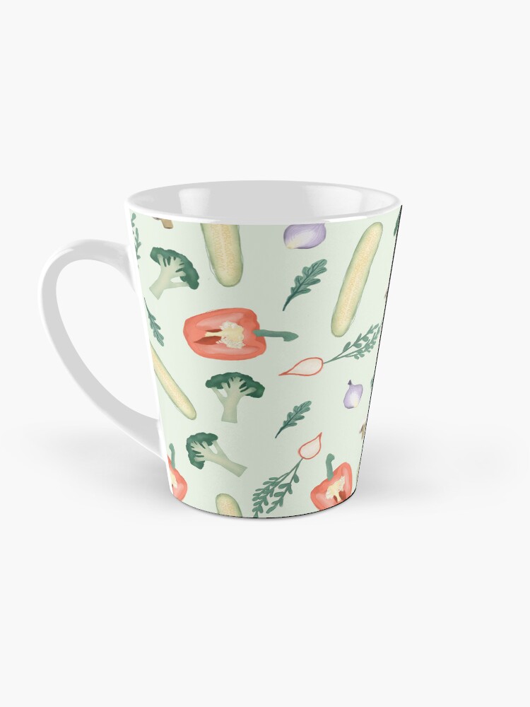 Thumbnail 3 of 4, Coffee Mug, Whimsical Green Vegetable Illustration Pattern designed and sold by aimeegray.