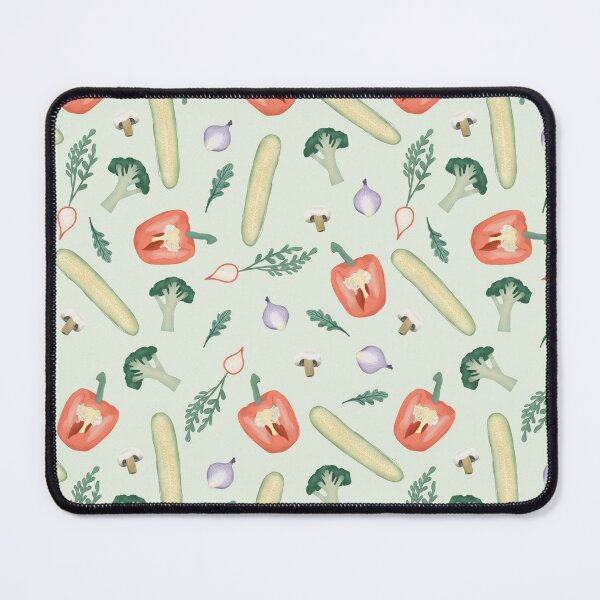 Whimsical Green Vegetable Illustration Pattern Mouse Pad