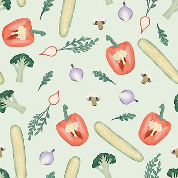 Artwork thumbnail, Whimsical Green Vegetable Illustration Pattern by Aimee Gray