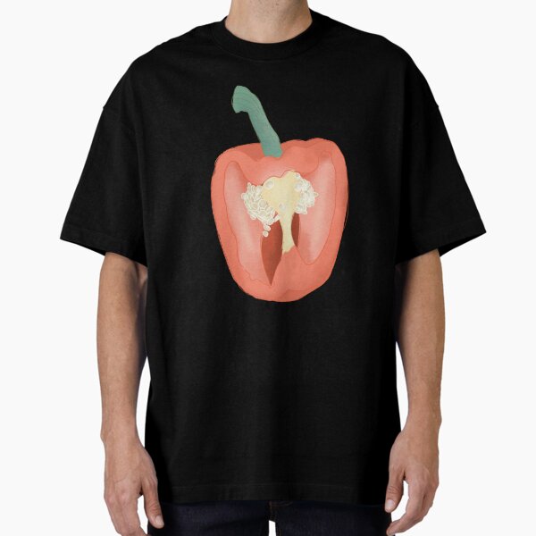 Whimsical Green Vegetable Illustration Pattern Oversized T-Shirt