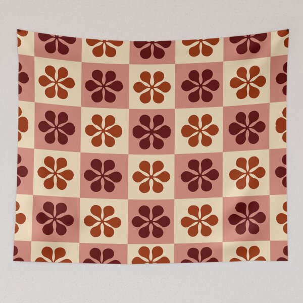 Item preview, Burgundy Flower Checkerboard designed and sold by CaseyCara.