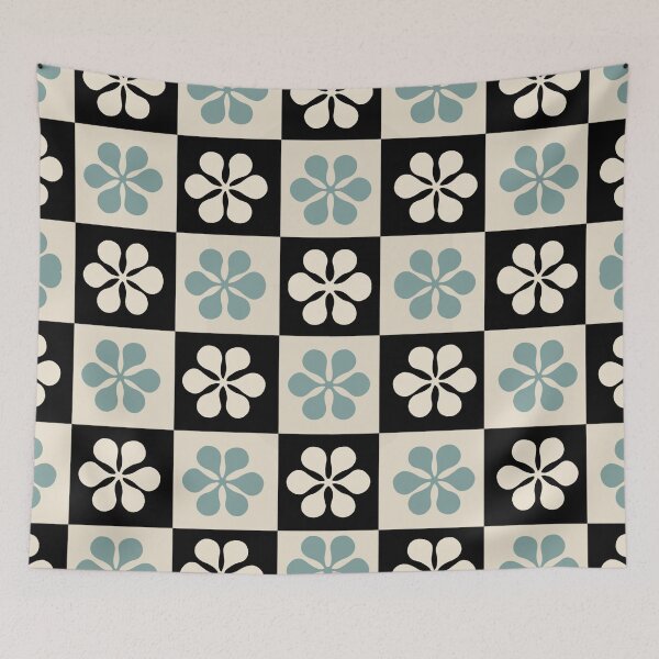 Item preview, Tablero de damas de flores azules y blancas designed and sold by CaseyCara.