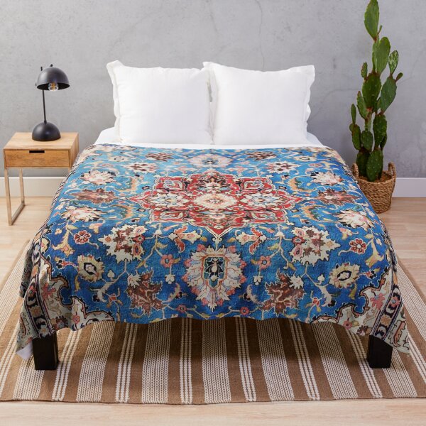 Item preview, Tabriz Rug With Blue Field Print designed and sold by Vicky Brago-Mitchell®.