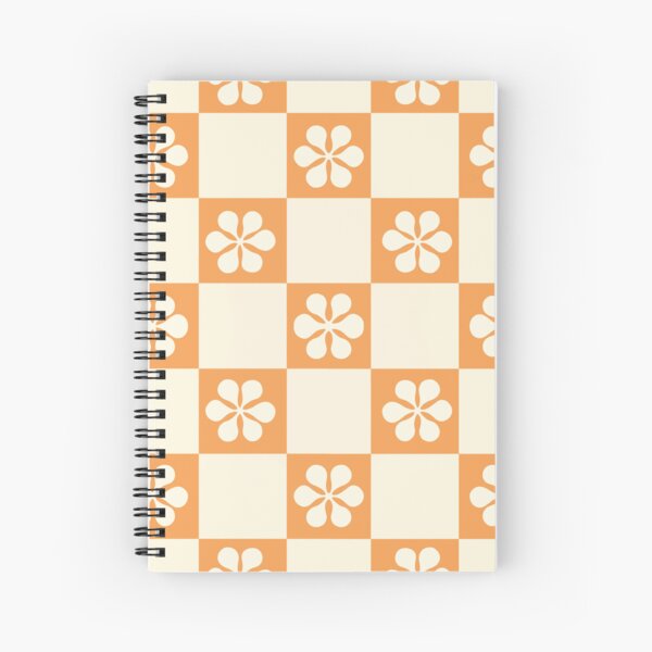 White Flower Checkerboard Spiral Notebook