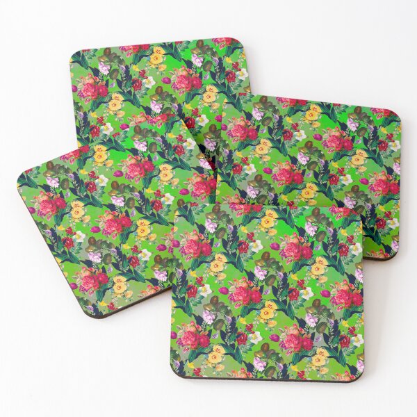 Artikelvorschau, Blumen in einem Rautenmuster, dekoratives Muster, modernes Design, Blumen-Wiederholungsmuster, grünes Blumenmuster entworfen und verkauft von ZeinabTaha.
