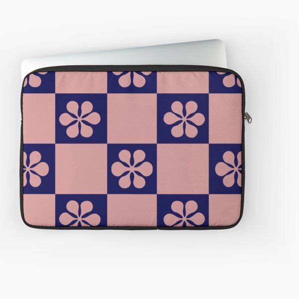 Muave Pink Flower Checkerboard Laptop Sleeve