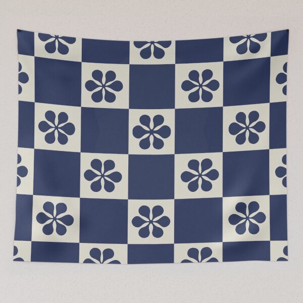 Item preview, Blue Flower Checkerboard designed and sold by CaseyCara.