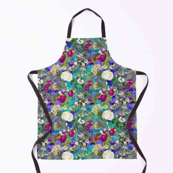 Item preview, Vintage fruit garden pattern, strawberries, vintage botanical, fruit pattern, purple turquoise floral illustration designed and sold by ZeinabTaha.