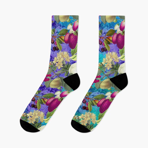 Item preview, Vintage fruit garden pattern, strawberries, vintage botanical, fruit pattern, purple turquoise floral illustration  designed and sold by ZeinabTaha.
