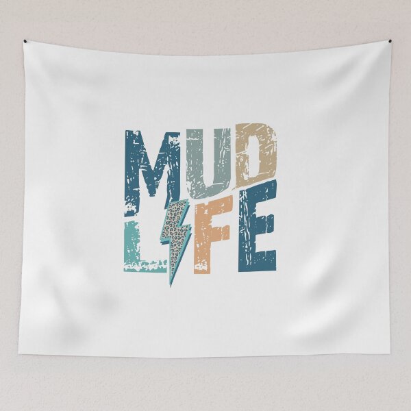 Item preview, Distressed Mud Life in Neutral Blues with Leopard Lightening Bolt designed and sold by Cátia Lima.