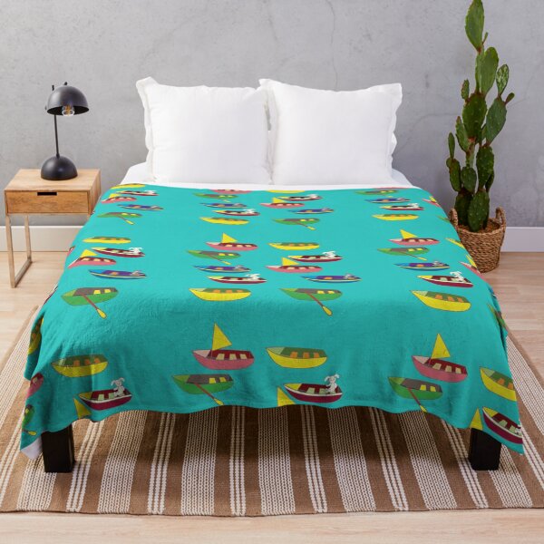 Item preview, colorful boats with bunnies and cats designed and sold by sonaadalian.
