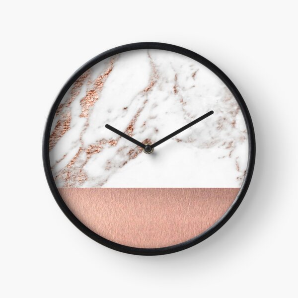 Rose gold marble and foil Clock