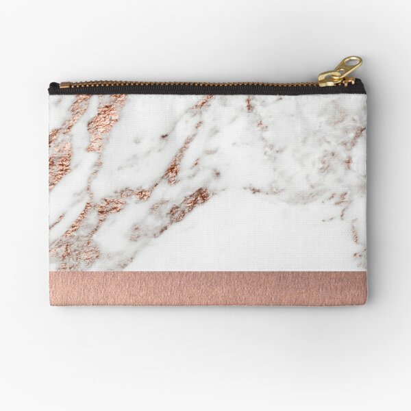 Rose gold marble and foil Zipper Pouch