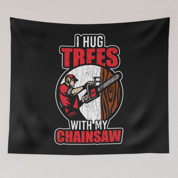 Item preview, I hug Trees Wood Chainsaw firewood designed and sold by ClamenTaon.