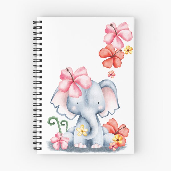 Item preview, Baby Elephant with Flowers in Water color designed and sold by Lina Abu Rezeq.