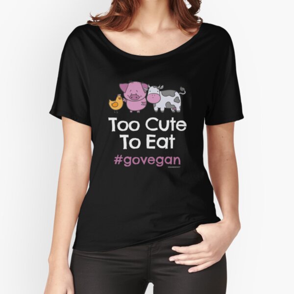 Artikel-Vorschau von Veganes T-Shirt "Zu niedlich, #GOVEGAN zu essen", designt und verkauft von VEGANDOCK.