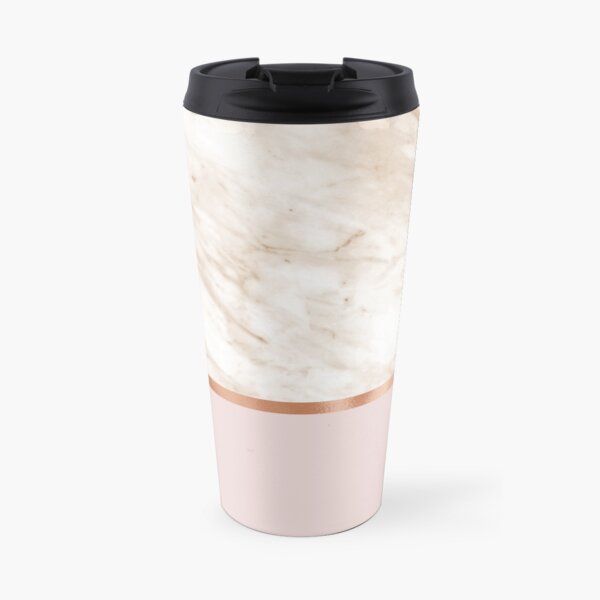 Caramel marble on rose gold blush Travel Mug