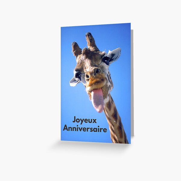 Item preview, French Happy Birthday Card with Cute Giraffe - Joyeux Anniversaire. designed and sold by sleeksy.
