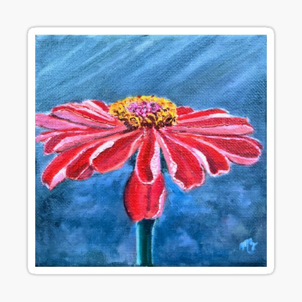 Red-Orange Zinnia Sticker