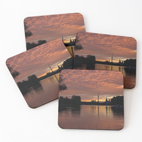 Item preview, Reflecting on Fiery Skies - Toronto Skyline at Sunset designed and sold by Georgia Mizuleva.