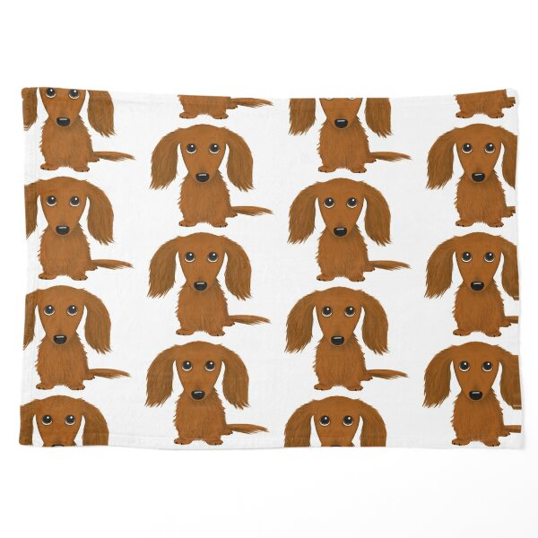 Cute Longhaired Red Dachshund Cartoon Dog With Hearts