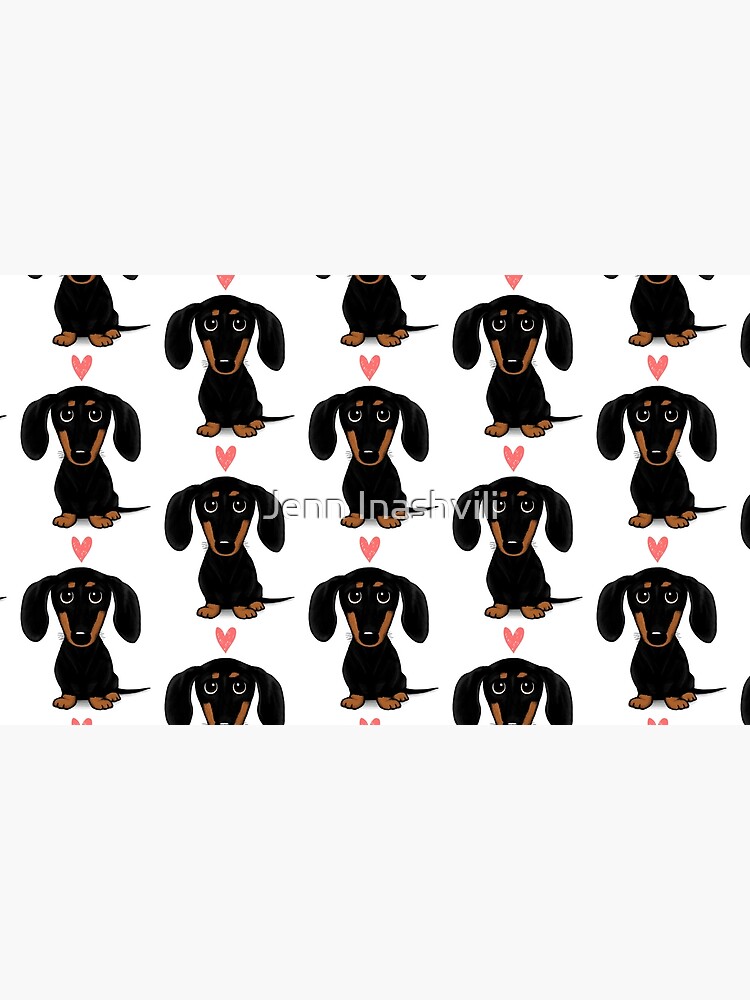 Black and Tan Dachshund with Heart | Cute Cartoon Wiener Dog by ShortCoffee