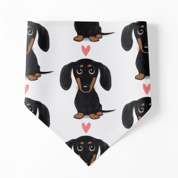Black and Tan Dachshund with Heart | Cute Cartoon Wiener Dog Pet Bandana