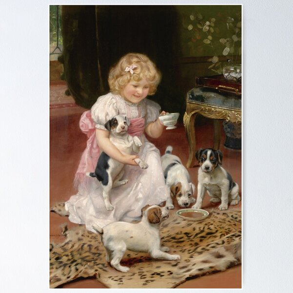 Artikel-Vorschau von Zu heiß | Arthur John Elsley | 1904 Victorian Puppy Nursery Kunst, designt und verkauft von CJET.
