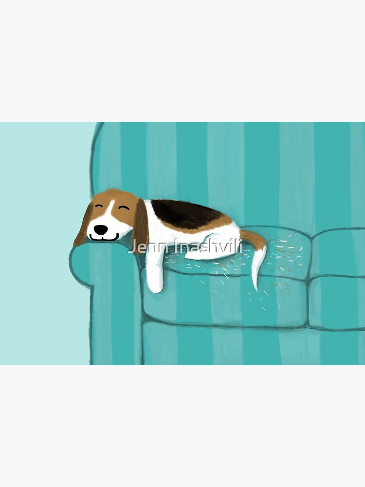 Happy Couch Dog  Cute Beagle Bath Mat for Sale by Jenn Inashvili