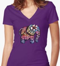 Tattoo Elephant TShirt Women's Fitted V-Neck T-Shirt