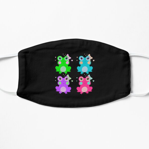 Cute Frog with bows and hearts Flat Mask