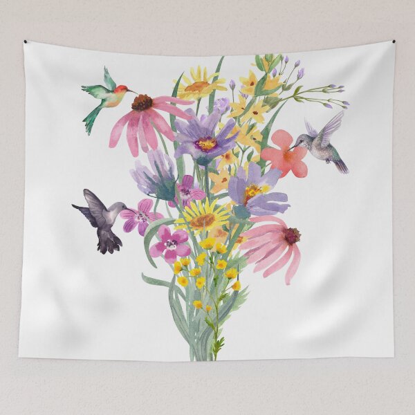 Item preview, Hummingbird Bouquet in Watercolor designed and sold by tomorrowsart.