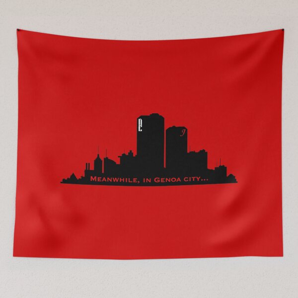 Item preview, “Meanwhile, in Genoa City...” Wisconsin Skyline - Red Background designed and sold by PawsitiveMum.