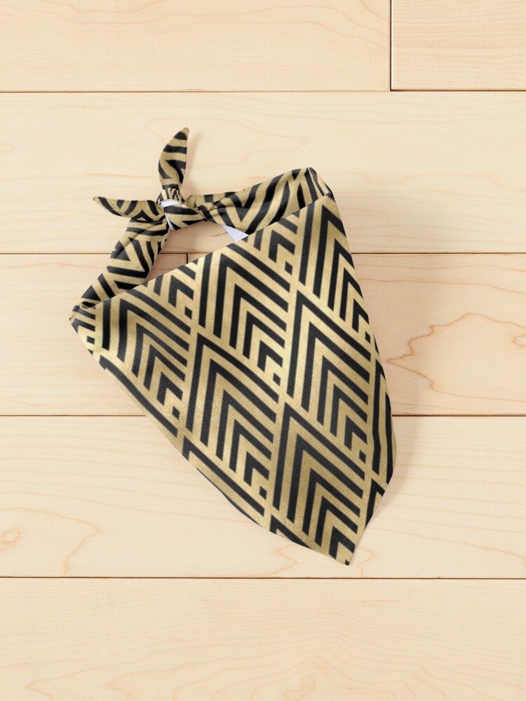 Alternate view of gold black fan pattern,art deco geomtric pattern,elegant pattern Pet Bandana