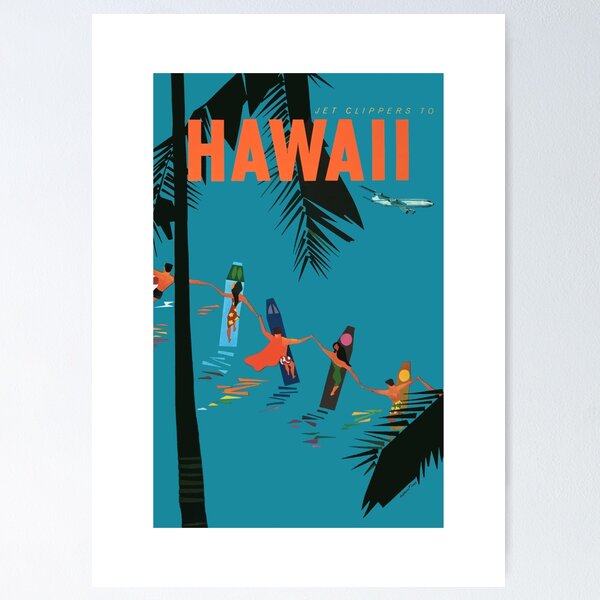 1953 Aloha HAWAII Pan American Airlines Advertising Poster
