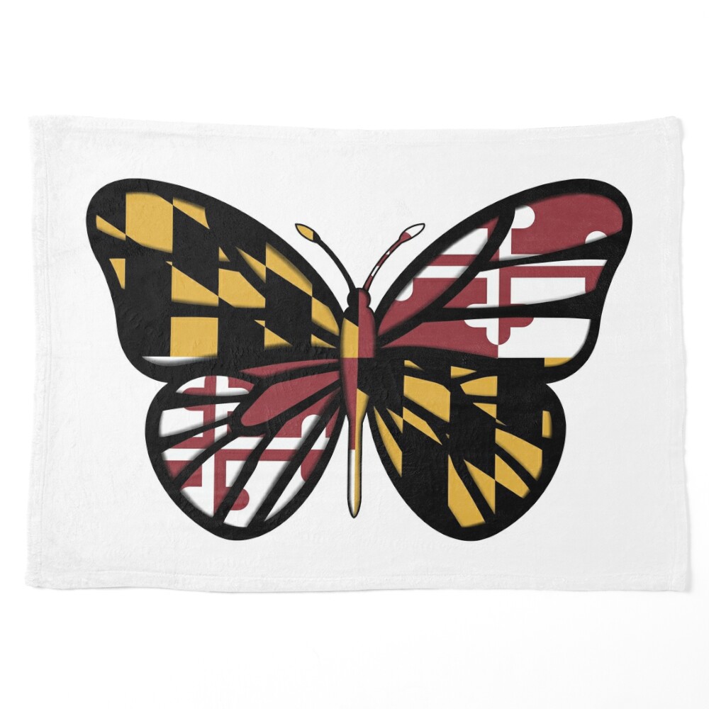 Maryland Flag & Black Eyed Susan Butterfly (Red & White) / Vintage Baseball  Jersey