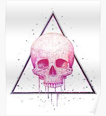 Skull in triangle on black Poster