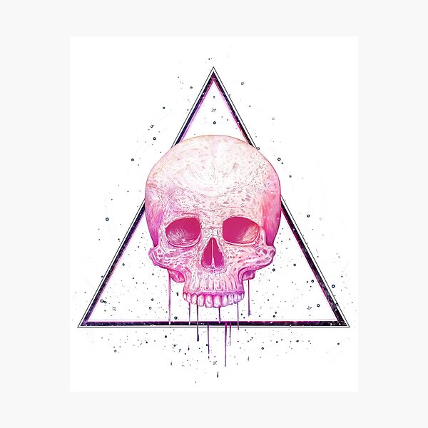 Skull in triangle on black Photographic Print