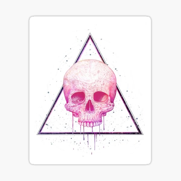 Skull in triangle on black Sticker