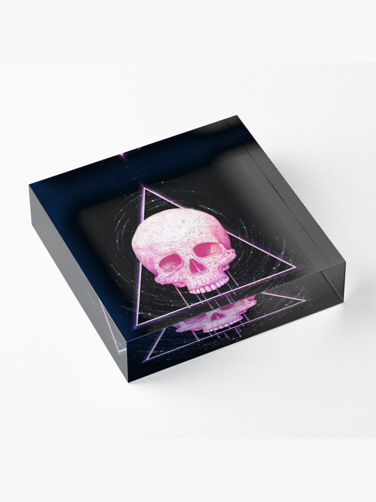 Alternate view of Skull in triangle on black Acrylic Block