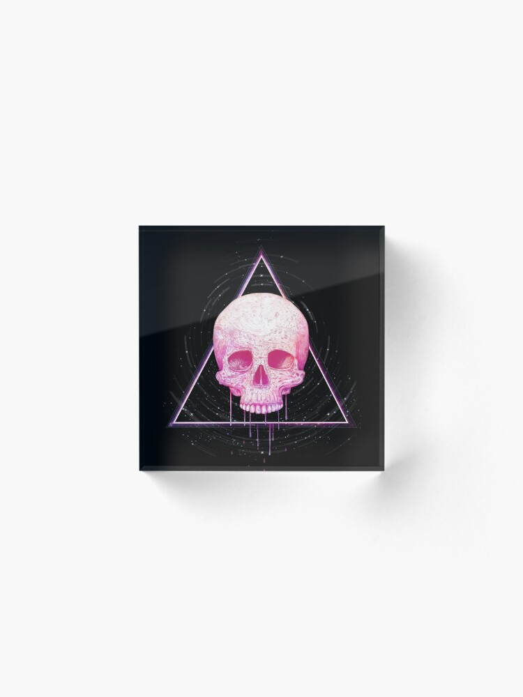 Alternate view of Skull in triangle on black Acrylic Block