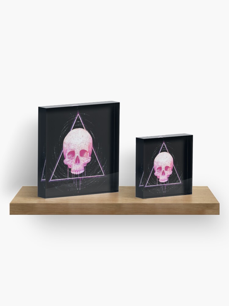 Alternate view of Skull in triangle on black Acrylic Block