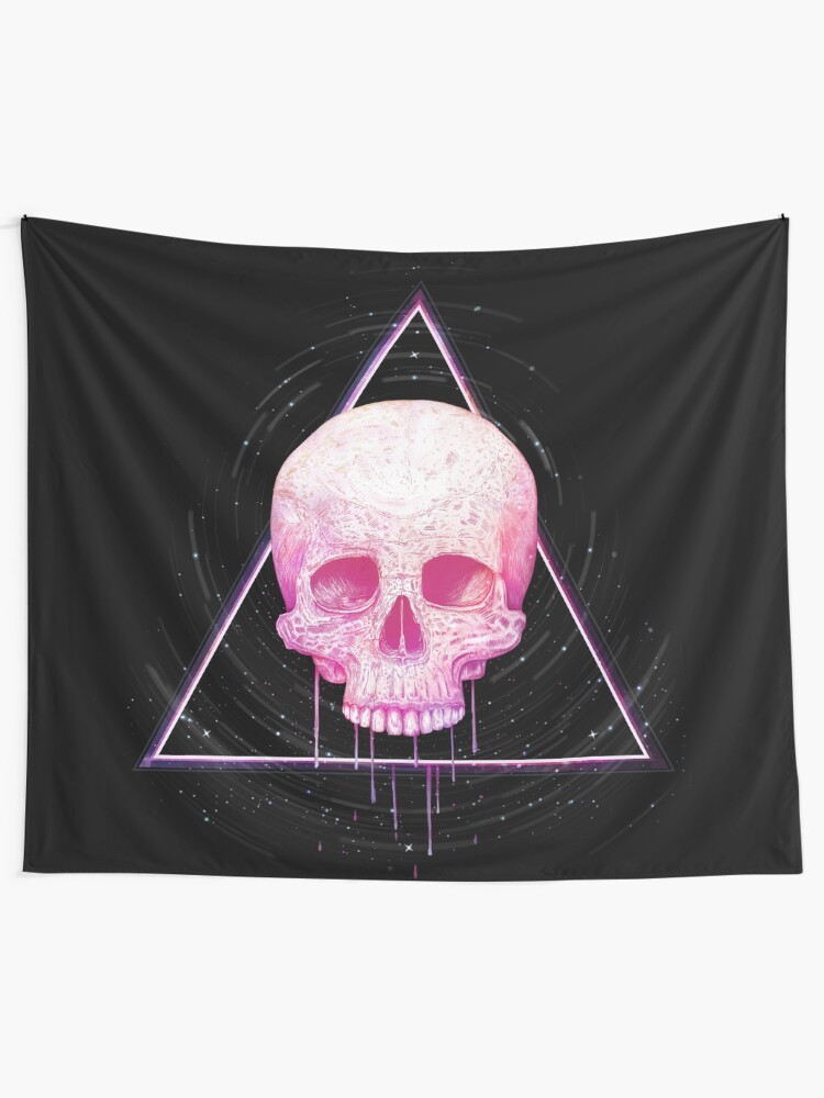 Alternate view of Skull in triangle on black Tapestry